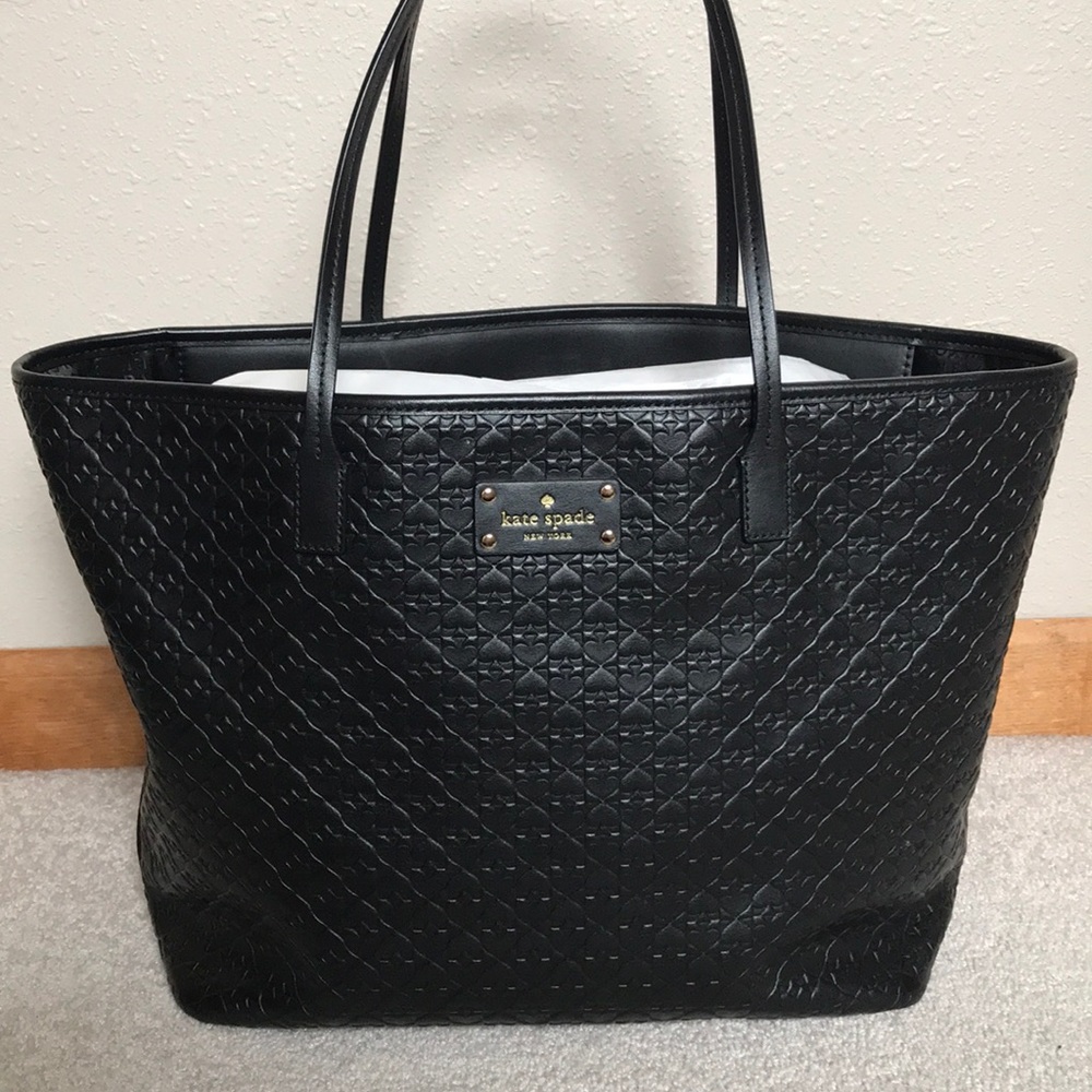 Kate Spade black embossed leather tote